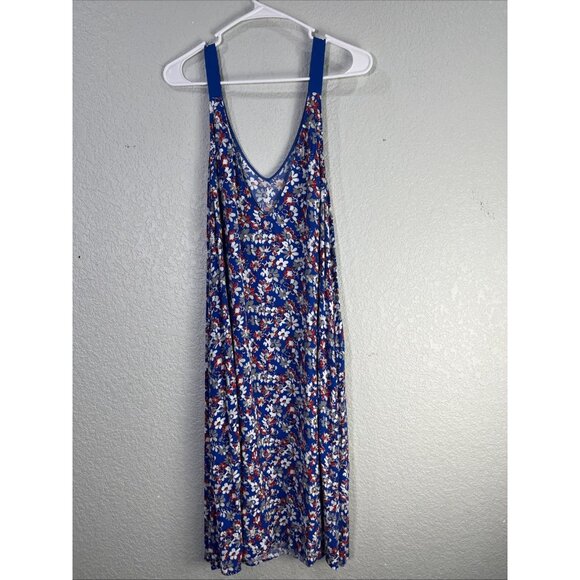 RAG & BONE Dress Womens L Blue Estelle Floral Midi Sleeveless V Neck Beach Boho - Picture 3 of 8